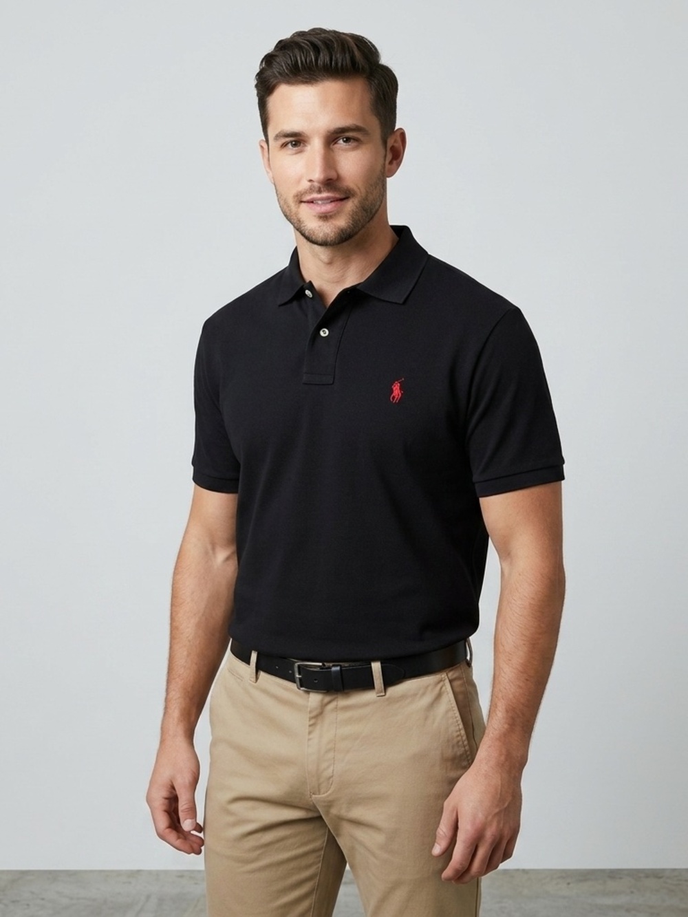 Polo Ralph Lauren Men's Cotton Polo Shirt Custom Slim Fit Black Size XXL